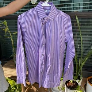 Express Purple Striped Mens Dress Shirt